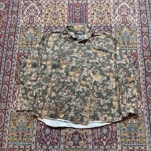 VTG 00s Winchester Deer Camo Long Sleeve Button Down Shirt Large Brown Green